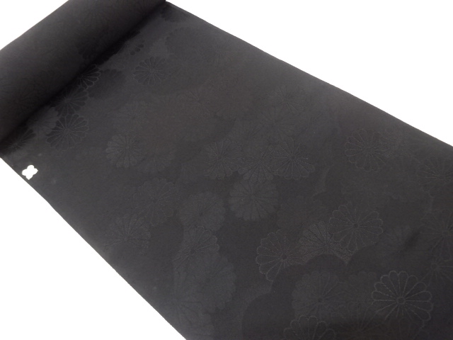 アンティーク　寿光織　菊模様織り出し　紋付　羽尺反物